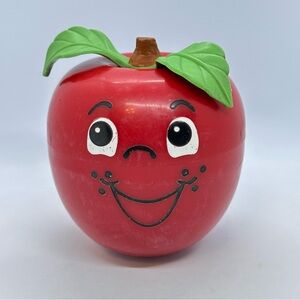 Vintage 1972 Fisher-Price Happy Apple with Short Stem Roly Poly Red Chime WORKS